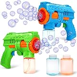 2 Seifenblasen Pistolen für Kinder mit 2 Seifenblasenflüssigkeit, Seifenblasenpistole für Indoor & Outdoor Spiele, Sommer Themed Party, Geburtstag, Party Favors