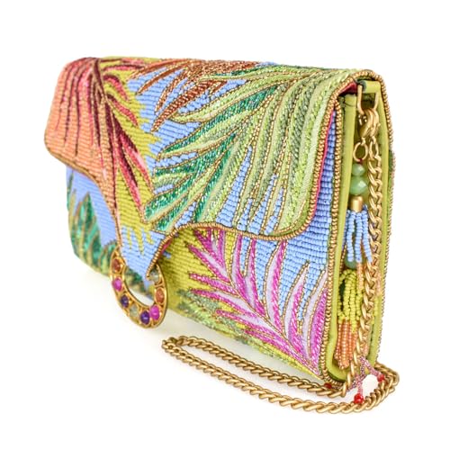 Mary Frances Tropics Beaded Crossbody Handbag with Leaf Embroidery Statement Evening Clutch Purse, Multicolor4