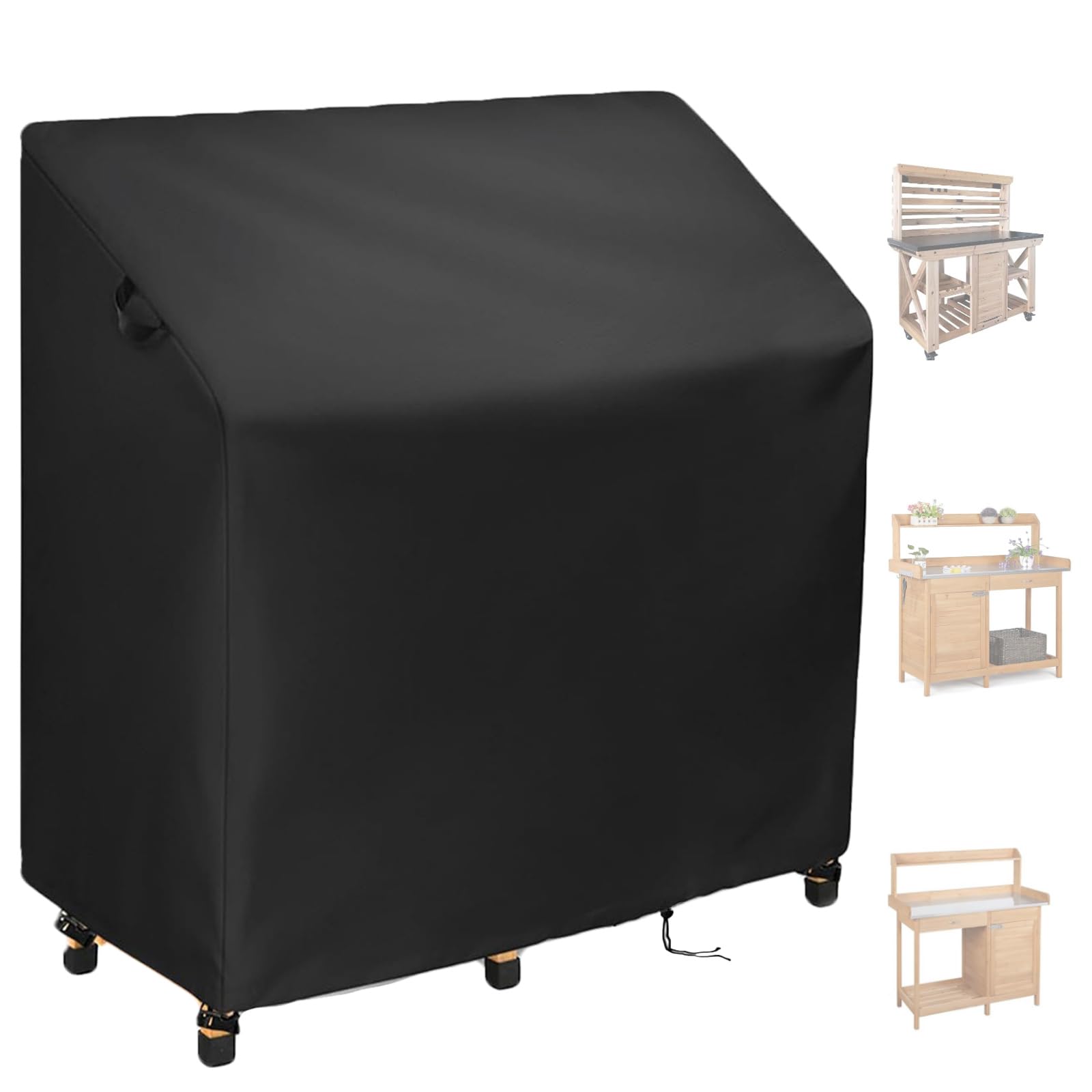 Crysterris Black 420D Oxford Potting Table Covers ,Waterproof Garden Workbench Protective With Drawstring,Outdoor Greenhouse Potting Bench Protection With Locks Planting Germination(Size:420d：115*51*122Cm,Color:black)