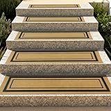 Outdoor Stair Treads for Wooden Steps, Non-Slip Rubber Brown Stair Runner Rugs, 2 Pcs 8.5' x 30' Heavy Duty Stair Mats for Outside Steps, Weatherproof Grip for Elders, Dogs & Kids, Black Border.