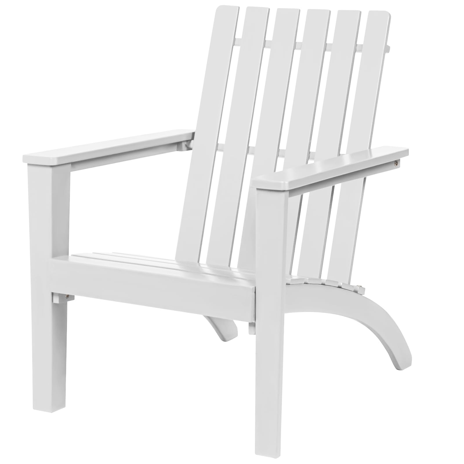 RELAX4LIFE Outdoor Adirondack Chair, Solid Acacia Wood Patio Lounger Armchair Slatted Seat with Backrest & Armrest, All-Weather Resistant Fire Pit Chair Garden Furniture for Deck Yard (White)