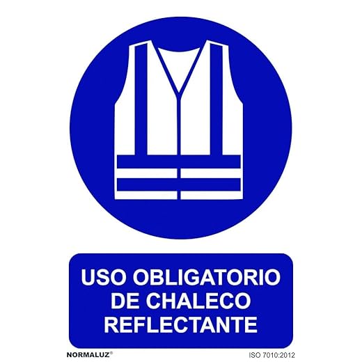 Normaluz Rd20043 - Señal Uso Obligatorio De Chaleco Reflectante Pvc Glasspack 0,7Mm 21X30 Cm