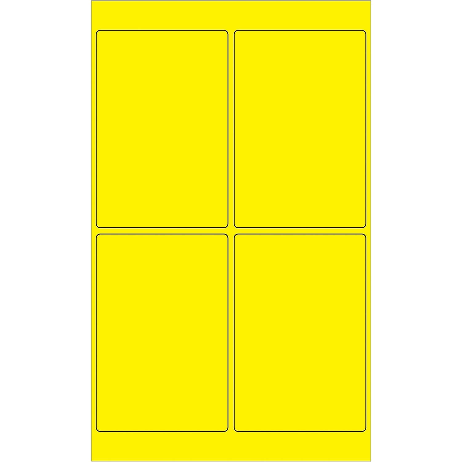 Tape Logic 4 x 6 Fluorescent Yellow Rectangle Laser Labels