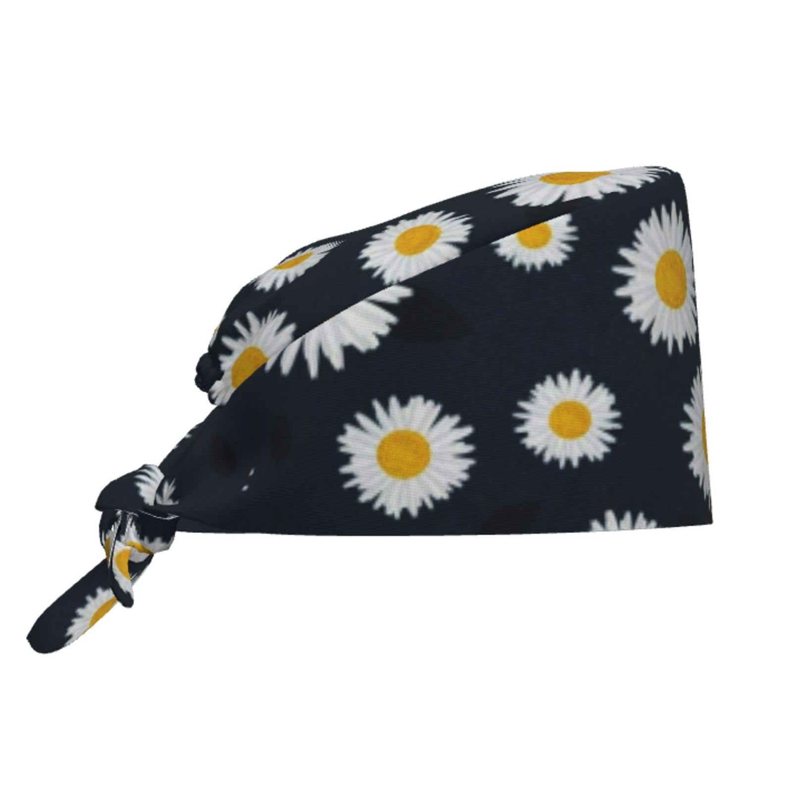Cute Pug Dog Print Working Cap Scrub Cap with Sweatband,Adjustable Fashion Bandage Tie Back Hat Headwear for Women Men
