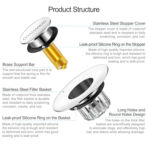 Coamanug Bathtub Stopper | Shower Drain Hair Catcher thumb #5