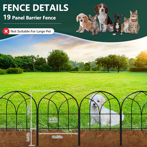 Promitop 19 Pack Decorative Garden Fence, 16.5 in H x 20 ft L Rustproof Metal No Dig Animal Barrier, Arched Garden Border Fence for Dogs Rabbits, Flower Bed, Yard Patio Outdoor Decor — view 3