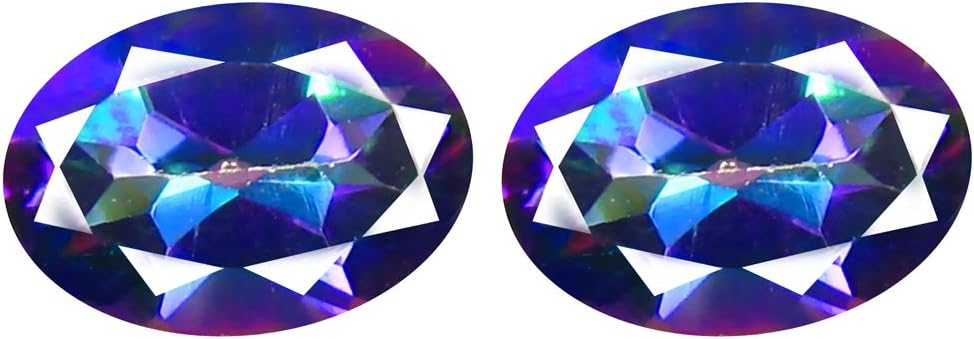 Deluxe Gems 2.06 ct Matching Pair Oval Cut (7 x 5 mm) Fancy Mystic Sea Child Topaz Natural Gemstone