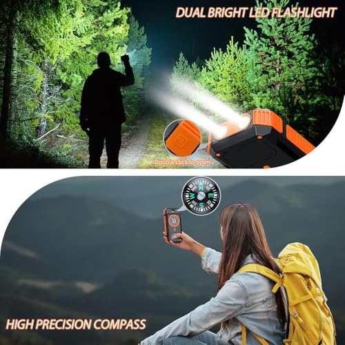 Image of LRSA Solar Power Bank, 40000mAh, Magnetic Wireless Charging, with LED Flashlight and Compass, for Camping (Black)