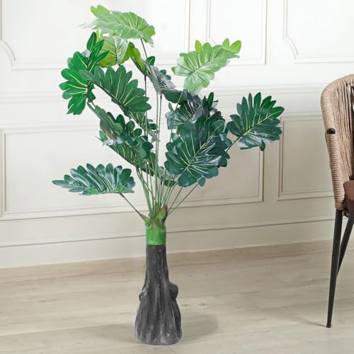 Image of TIED RIBBONS Artificial Tropical Philodendron Plant for Home Decor | 3ft Lush Green Faux Indoor Plant with Large Leaves | Decorative Floor Standing Tree for Living Room, Office & Balcony Decoration