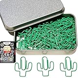 Cute Paper Clips, 60PCS Cactus Shaped Paper Clips Animal Bookmarks Clips, Assorted Colors, Fun Office Gifts for Women Men Coworkers Teachers Students Girls Boys Cactus Lovers, Christmas Gifts