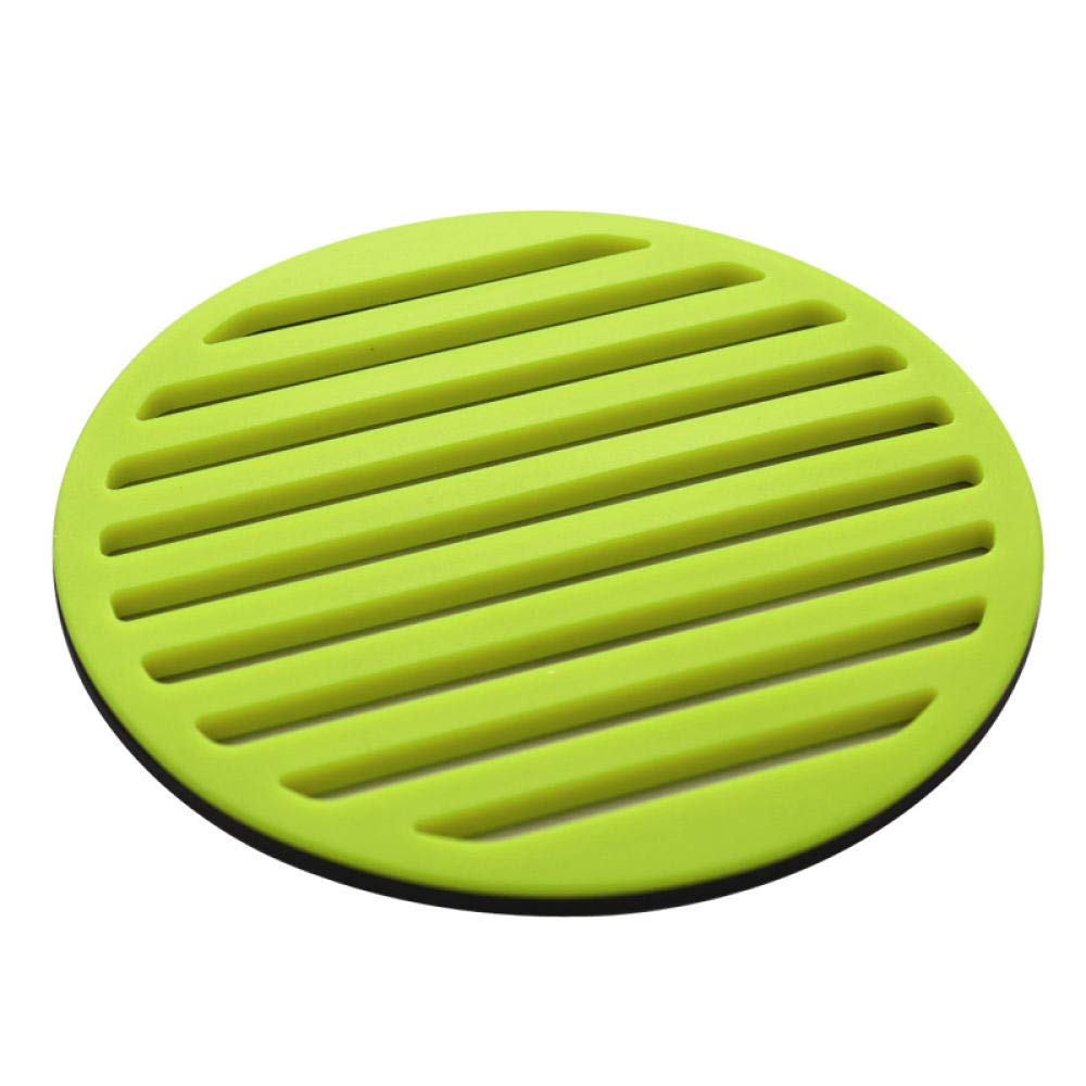 Sous-verres en silicone et dessous de plat rond vert en alliage pour table