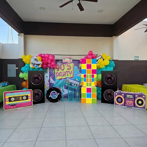 Image of 6 Pcs 80s 90s Stand Party Decorations Set with Sturdy Bases Big Yard Sign for Themed Party Baby Shower, Photo Booth Props Indoor Outdoor
