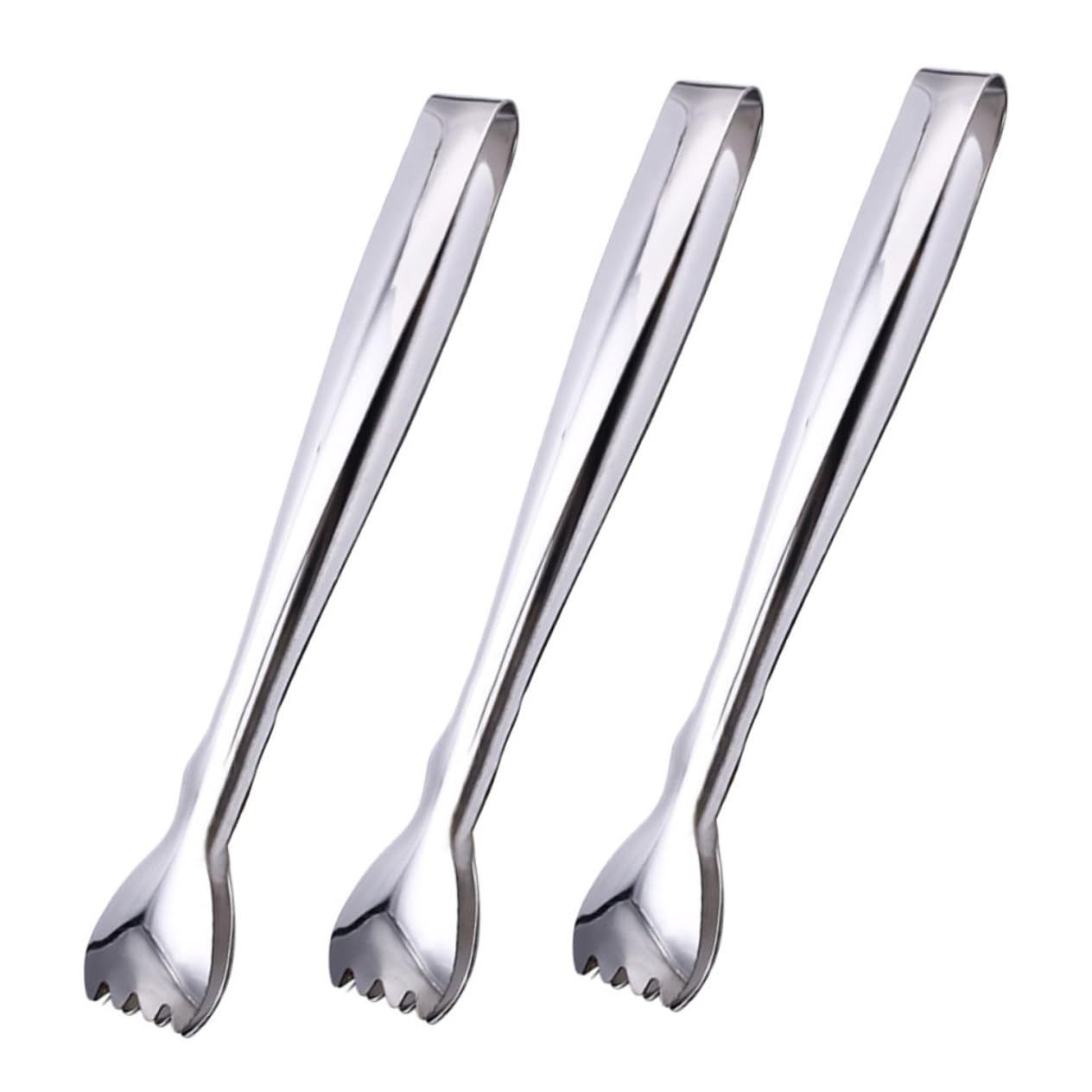 FUNOMOCYA 3Pcs Stainless Steel Ice Cube Clips Heat Resistant Fruit Food Tongs for Serving Sugar Cubes and Ice Practical Kitchen Tool for Daily Use