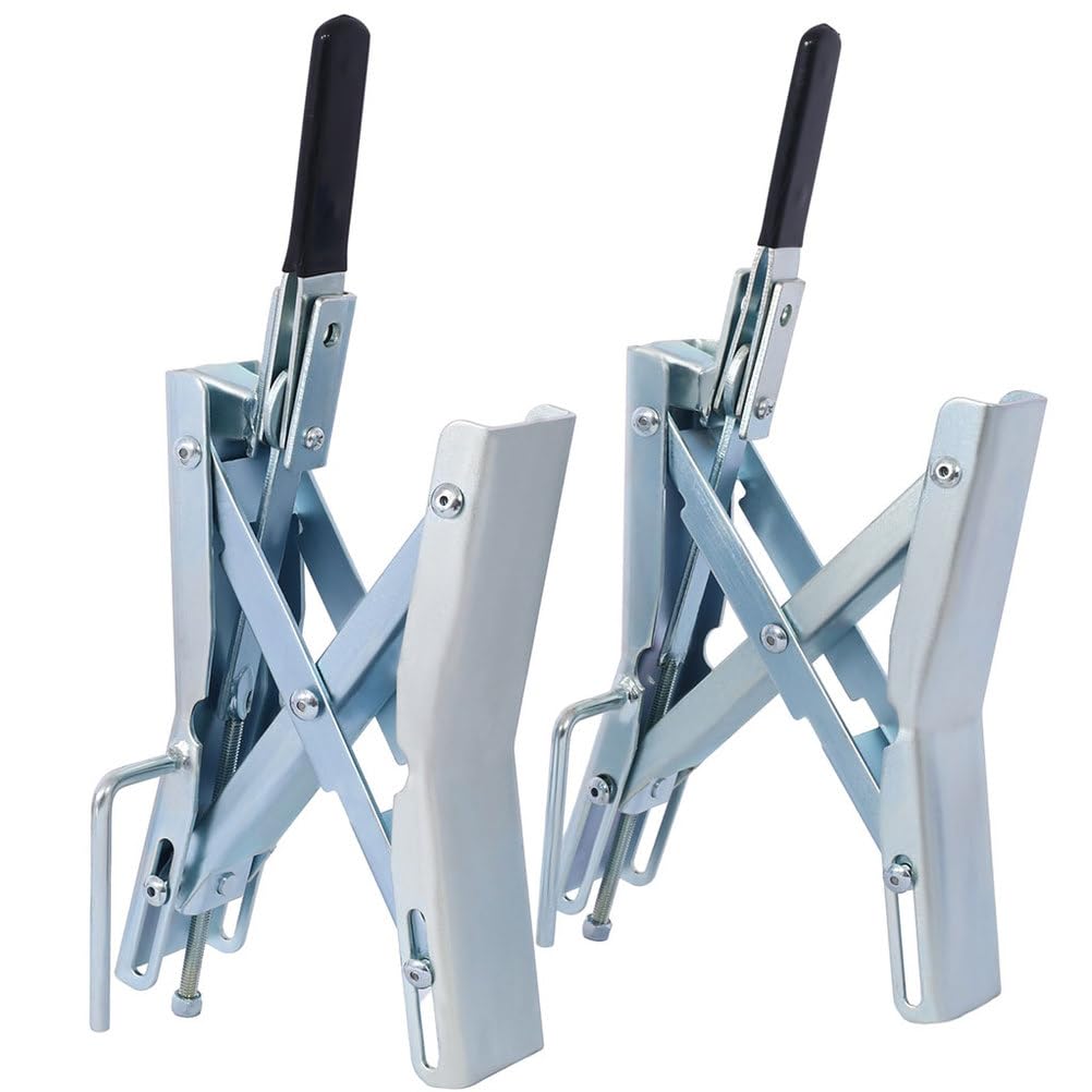Stabilizator koła kempingowego, 2 zestawy, wytrzymałe kliny blokujące, do przyczep podróżnych i kamperów, regulowana szczelina w oponach od 2,5-1 cm do 15 cm, stalowy stabilizator opony z grzechotką i