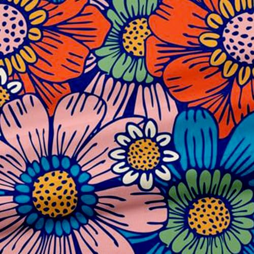 Camisa feminina com gola V com botões e manga 3/4, estampa floral, casual, solta, túnica plissada el