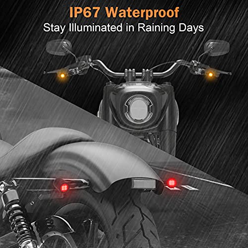 Quasco Front Rear Motorcycle Turn Signals, Mini Size Led Brake Tail Lights Universal Compatible With Harley Honda Kawasaki Suzuki Triumph Yamaha #TOP5