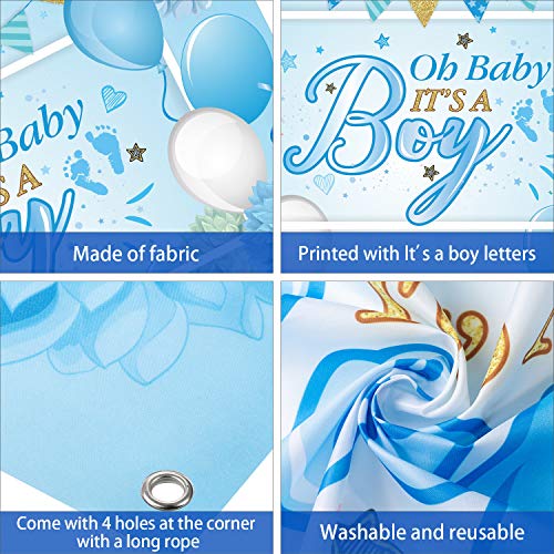 Image of Baby Shower Backdrop It's a Boy Banner 6 x 3.6 ft Blue Photo Background