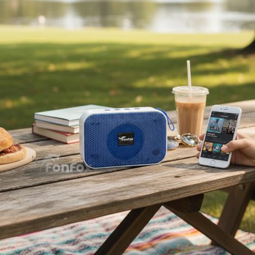 Image of mini Portable Bluetooth Speaker, White and Turquoise, Wireless Audio Device with Control Buttons (Blue)