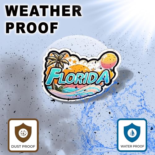 Image of Florida State Sticker - USA States Vinyl Decal 5 Inch, Waterproof Florida Map Sticker for Car Bumper, Laptop, Truck, Wall