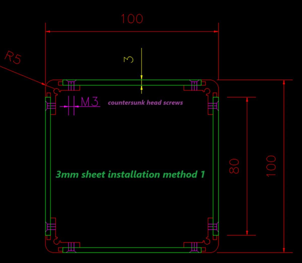 2020 Aluminum Profile, R5 Corner Aluminum, Aluminum Edge Corner Inserts, Chassis Corner,4Pcs Size: 20 * 20mm Length: 300mm, CNC Machined, Length Can Be Customized