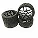 EYESKY RC 1/8 Scale On-Road Vehicles Wheel Rim Rubber Tires Black 17mm Hexagonal Joint H Thread Pattern for On-Road Touring Car 4 PCS