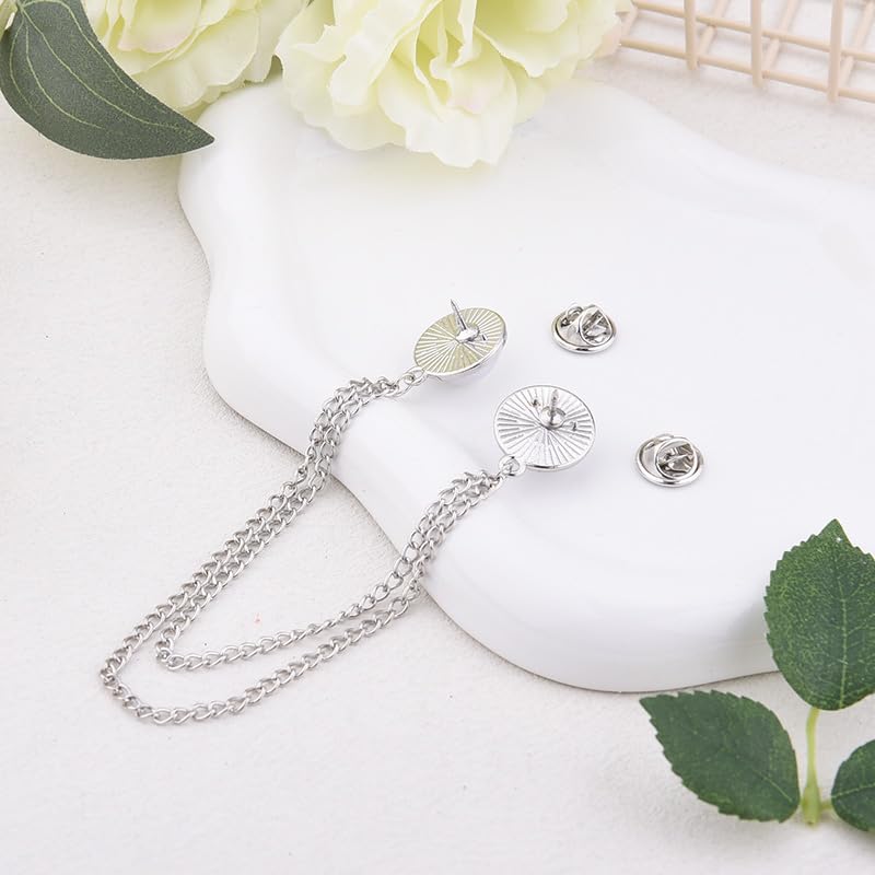 Image of Pearl Brooch Pins Tassel Chain Brooch Collar Pins Lapel Pins for Men Women Dress Shirt Collar Chain Suit Collar Brooch Hanging Chain Lapel Pin for Men Suits Tuxedo Shirt Accessories