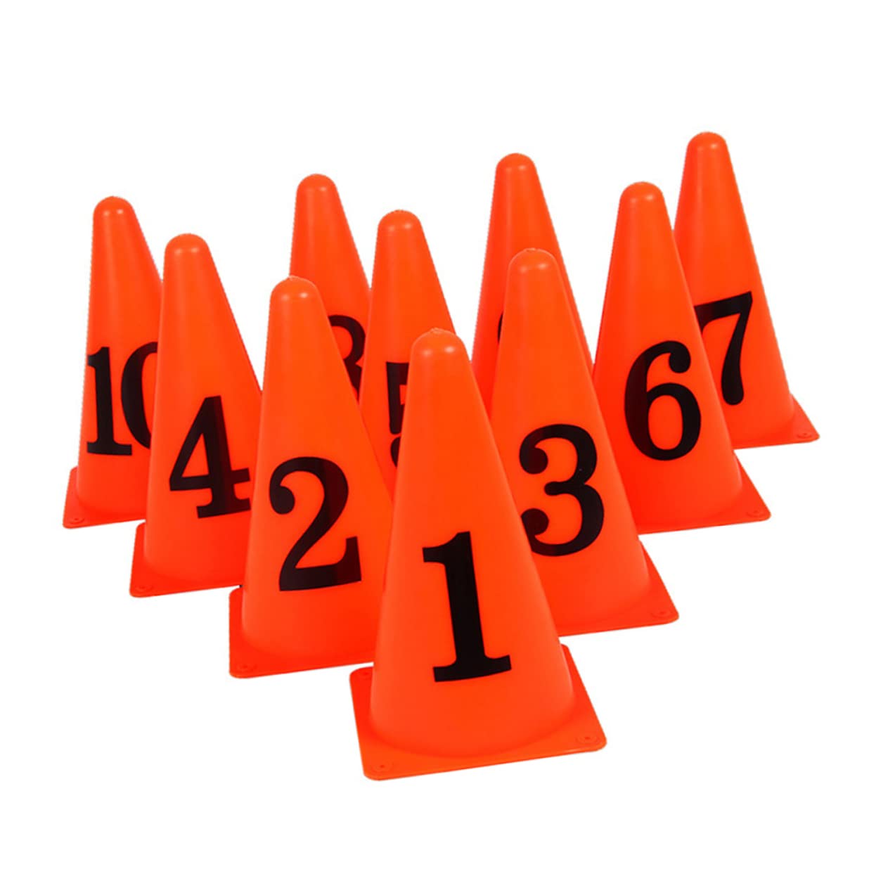Anneome 10 Pezzi Conetti Segna Campo Calcio in PE Arancione Numeri per Allenamento Indoor e Outdoor Design Luminoso per Maggiore visibilità e Sostenibilità Ambientale