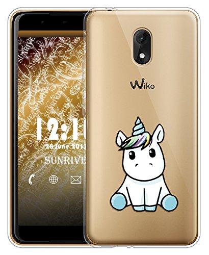 Sunrive Coque pour Wiko Lenny 5, Silicone Étui Housse Protecteur Souple TPU Gel Transparent Back Case(TPU Licorne 3)+ Stylet OFFERTS