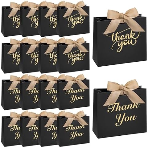 HAKACC 18PCS Mini Black Gift Bags Cover