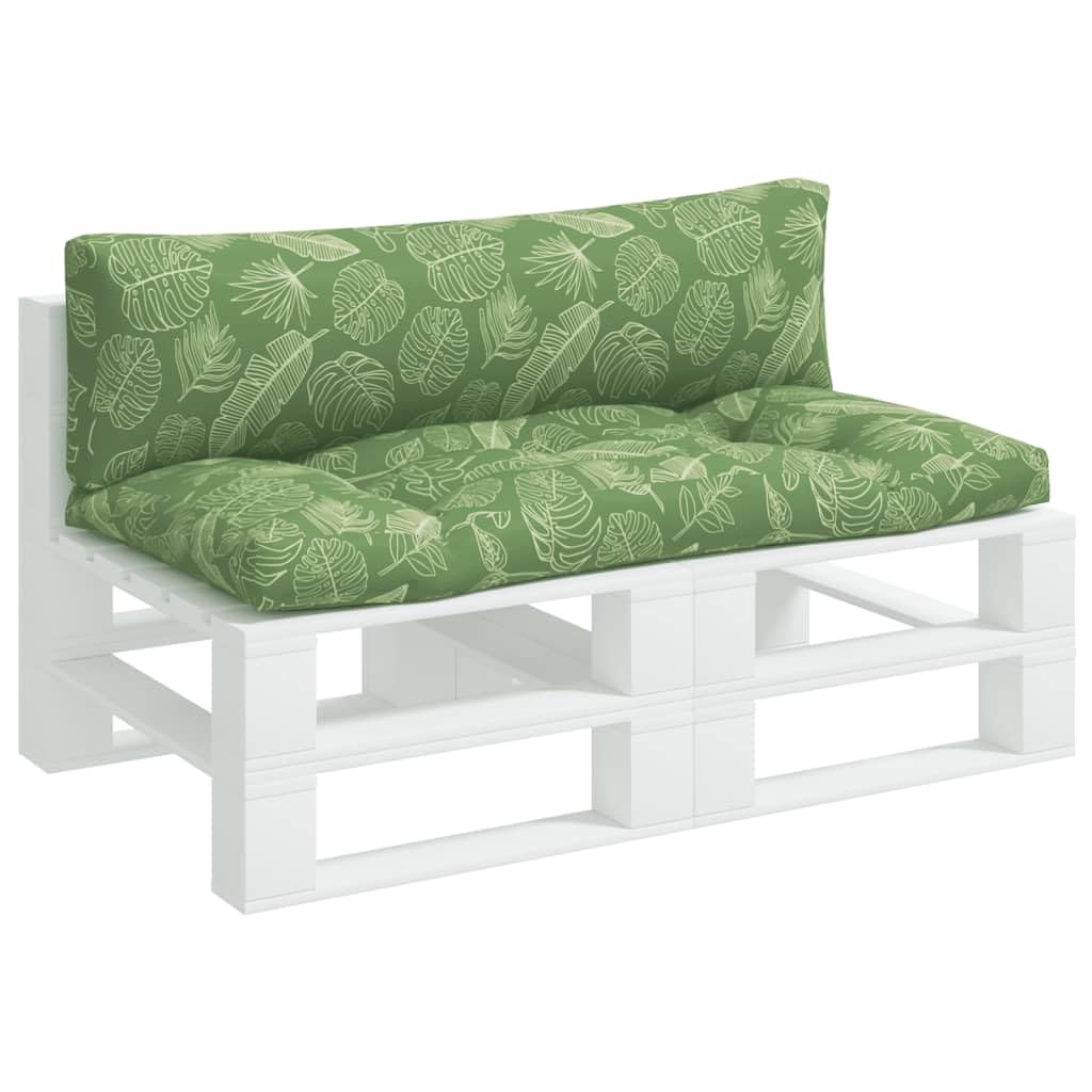 Palettenkissen 2er Set mit Blattmuster - Bequeme Palettenauflagen aus Oxford-Gewebe für Outdoor und Indoor - Inklusive 1x Sitzkissen 110x58cm und 1x Rückenkissen 110x30cm