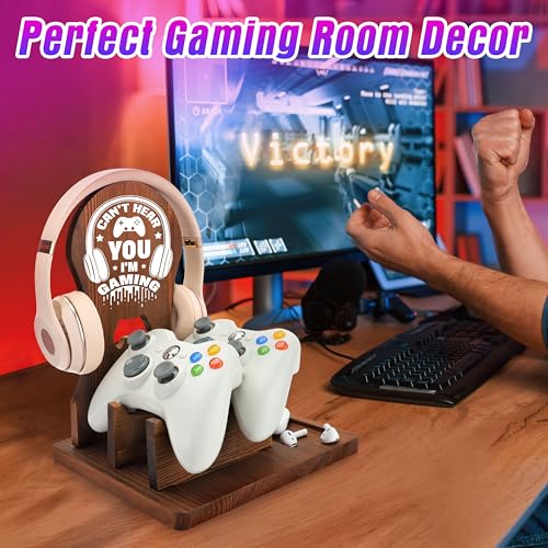 Gamer Gifts for Teen Boy, Gamer Accessories Stuff, Gaming Gifts for Son, Boyfriend, Husband, Wooden Headphone Stand - Image 5