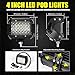 LED Pod Lights MUVKQC 4INCH 72W Square Work Light Pods 12V/24V Equipment Lights Bar LED Fog/Driving/Off Road Lights for Trucks Car ATV UTV SUV Golf Cart Tractor Pickup(10 Pack)