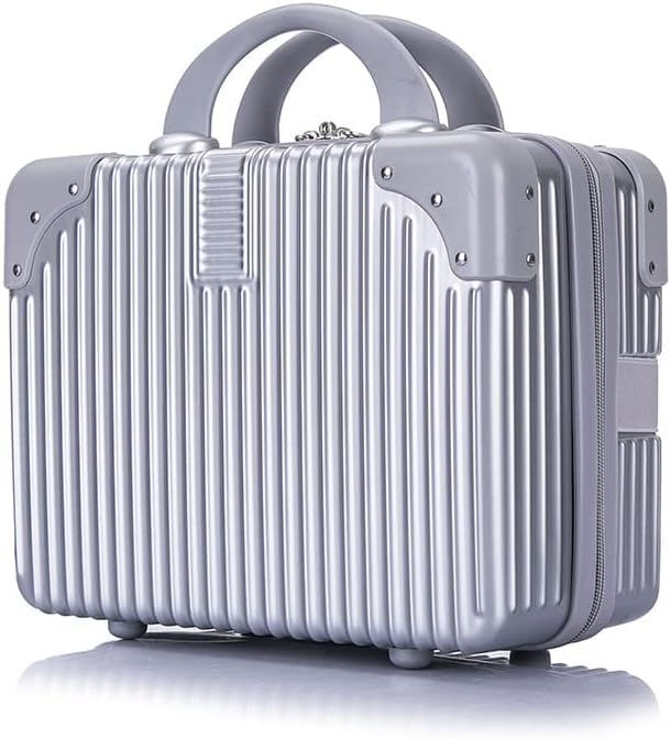 Image of Makeup Case Suitcase, Mini Bag, Mini Hard Shell Travel Luggage, Women Portable Water Proof Carrying Suitcase, Organizer Bag, Small Hard Shell Cosmetic Lugagge, Water Proof (T-Silver)