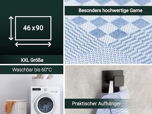 Foto von ZOLLNER 10er Set Geschirrtücher, 46x90 cm, Baumwolle, blau weiß kariert