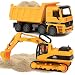 Toy To Enjoy Excavator & Dump Truck Toy for Kids (Set of 2) - Moveable Claw & Lifting Back - Garbage Truck & Bulldozer Digger - Construction Vehicle for Kids & Children