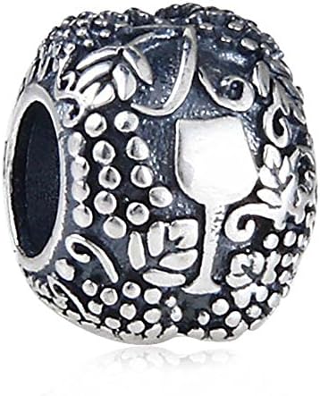 Encanto de Vino de plata de ley 925 encanto de la uva del encanto del vino de la taza del encanto para Pandora Charms pulsera Encanto de Vino de plata de ley 925 encanto de la uva del encanto del vino de la taza del encanto para Pandora Charms pulsera