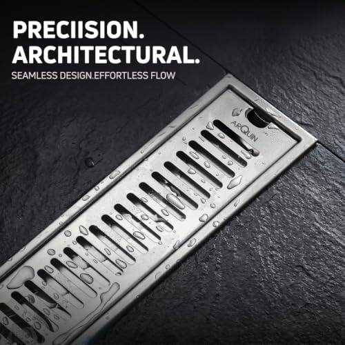 Image of ARQUIN Floor Drainer 18x4 Inch Shower Drain Channel 304 Grade Stainless Steel Bathroom Floor Drainer Water Drain Channel for Bathroom with Cockroach Trap (1mm Thickness)