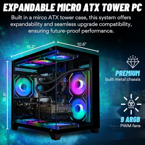 Image of Panorama Gaming PC (GeForce RTX 4090, 12-Core Ryzen 9 9900X CPU, 96GB DDR5 RAM, 2TB Gen4 SSD + 6TB HDD, Water-Cooled, WiFi 6E + BT, W11 Home) Best 2024 Prebuilt RGB Tower Desktop Computer for Gamers