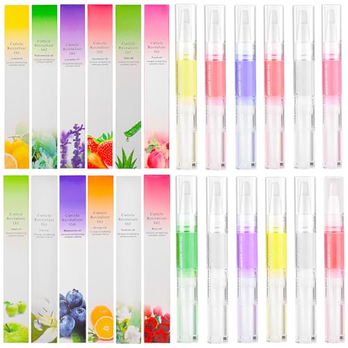Qneiaym 12pcs Cuticle Oil Pens for Nails Nail Oil Pen Bulk Nail Cuticle Oil Pen Nail Nourishment Polish with Vitamins Repair Kit Cuticle Pen Cuticle Revitalizer Oil Pen with Soft Brush