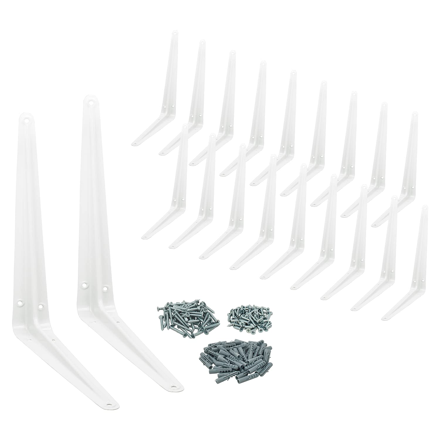 Supports d'étagère robustes en L Nuk3y pour charges lourdes lot de 20 blanc