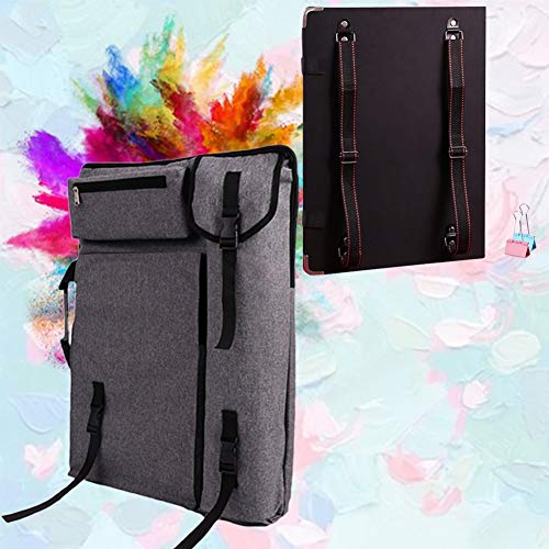 Caballete y Lienzo Conjunto for Adultos de Gran Capacidad Mochila for visualización Artes y Manualidades HUYP (Color : Gray, Size : Canvas Bag and Sketchpad)