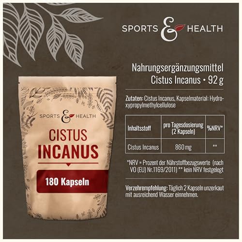Cistus Incanus Kapseln - 180 Kapseln - 860mg pro Tagesdosierung - Vegan - Zistrose Kapseln - Zystus