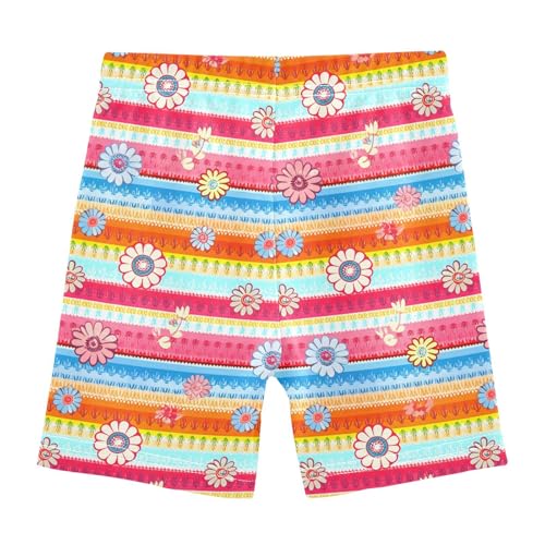 Stripe Floral Colorful Girls Bike Shorts Toddler Athletic Dance Under Skirts Dance Shorts for Girls 4-10,4T2