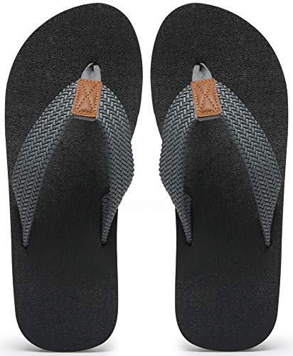 MAIITRIP Mens Flip Flops Size 14 14.5,Summer Beach Sandals,Non Slip Skid Rubber Shower Thong Slippers Waterproof Shoes,Grey
