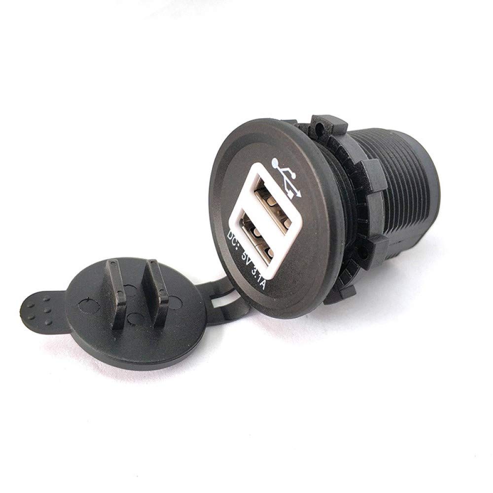 Onwon Dual USB Power Adapter Charger Socket Waterproof Power Outlet 5V 2.1A & 1A for Car Boat Marine Motorcycle RV Truck Camper Vehicles and More