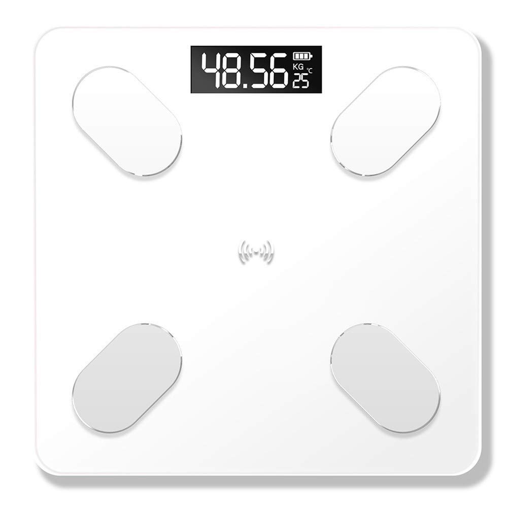 Báscula electrónica Inteligente Profesional, báscula Digital para baño, báscula de Suelo, Duradera (Color: Dorado) (Blanco)