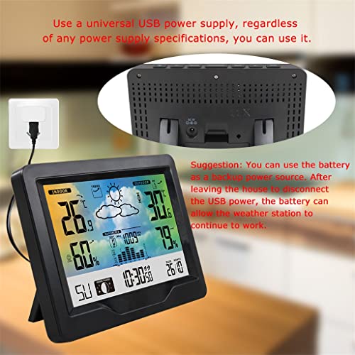 Sensor inalámbrico con termohigrómetro digital y reloj de alarma para pared 6