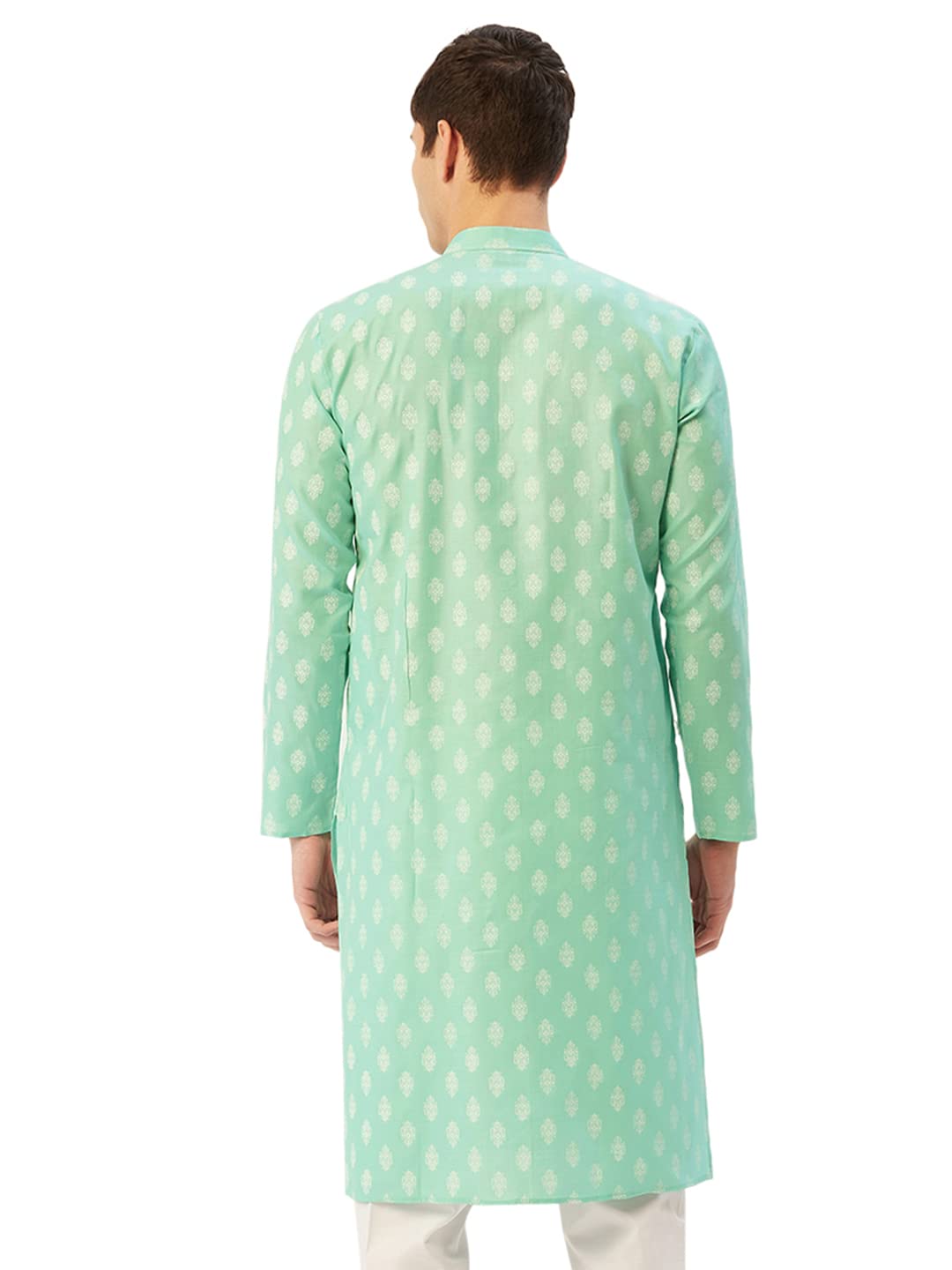 Jompers Men's Cotton Floral Printed Kurta. (Green, S)