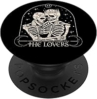 Vista 1 de The Lovers Tarot Card Skeleton Día de San Valentín Halloween PopSockets intercambiables PopGrip