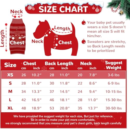 SKXEO Weihnachten Hund Pullover Kostüm, Neujahr Haustier Kostüm warm Winter Pullover gestrickt Weihnachten Haustier Kleidung für Welpen Katze Hunde (Gestreifter Lebkuchenmann-Pullover, S)